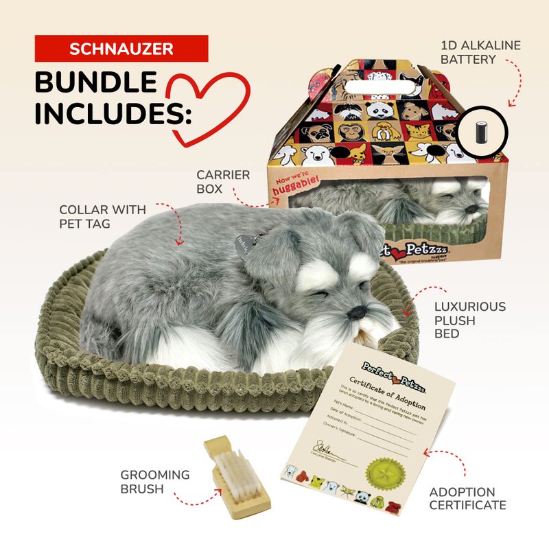 Perfect Petzzz Original Petzzz Schnauzer, Realistic Lifelike Stuffed Interactive Pet Toy, Companion Pet Dog with 100% Handcrafted Synthetic Fur - Image 2